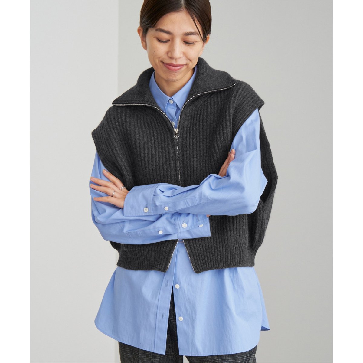 JANE SMITH/ジェーンスミス 5G ZIP DRIVERS KNIT VEST ニット