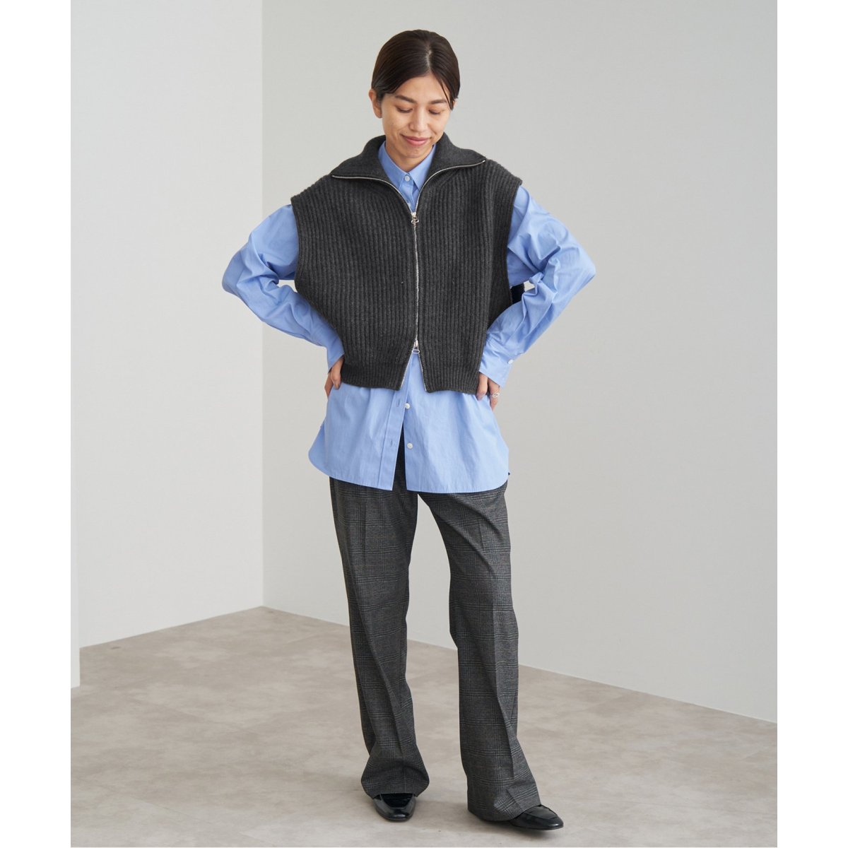 JANE SMITH/ジェーンスミス 5G ZIP DRIVERS KNIT VEST ニット