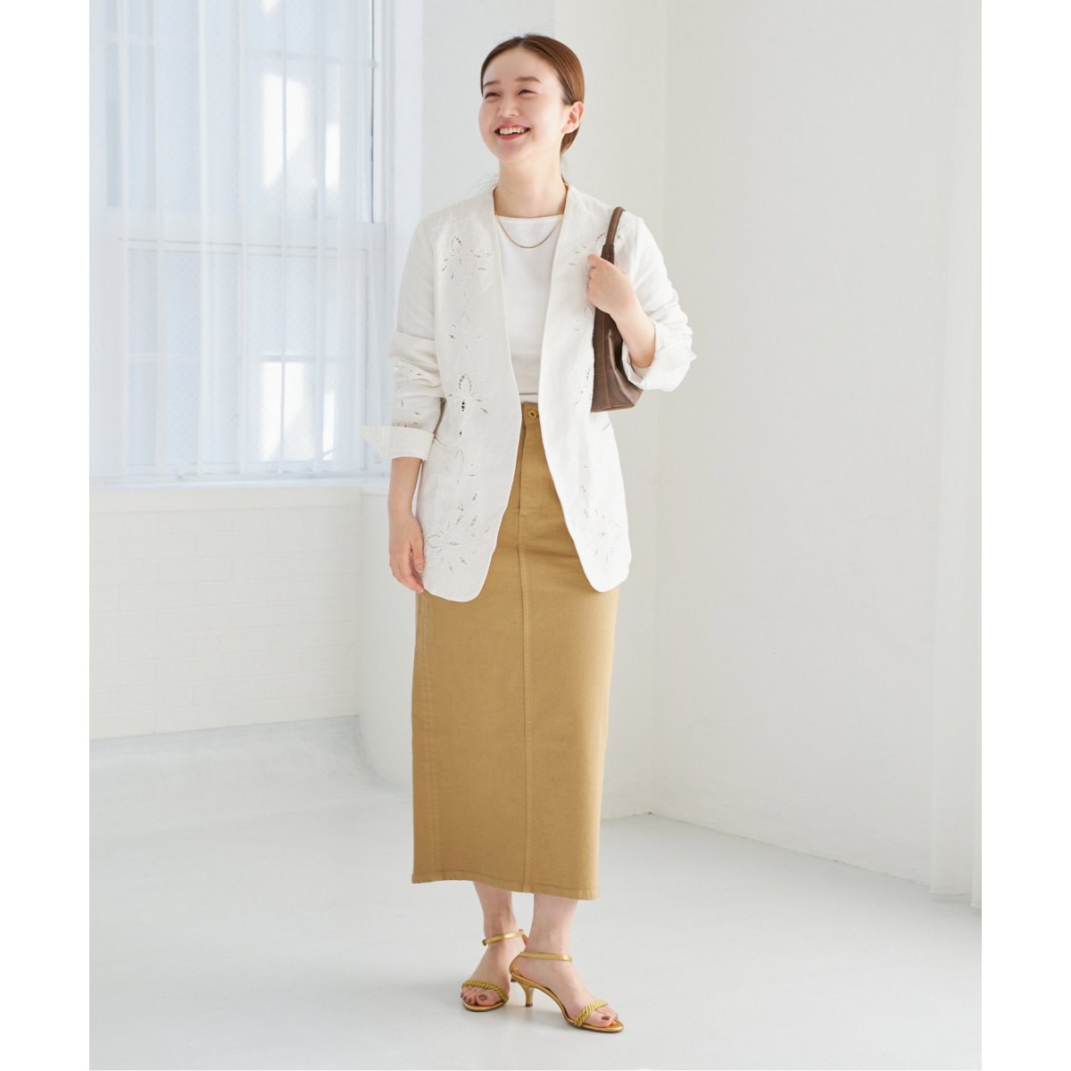 イエナ　IENA コットンリネンカットワークレースジャケット　ネイビー コットンリネン カットワークレース ジャケット | イエナ(IENA