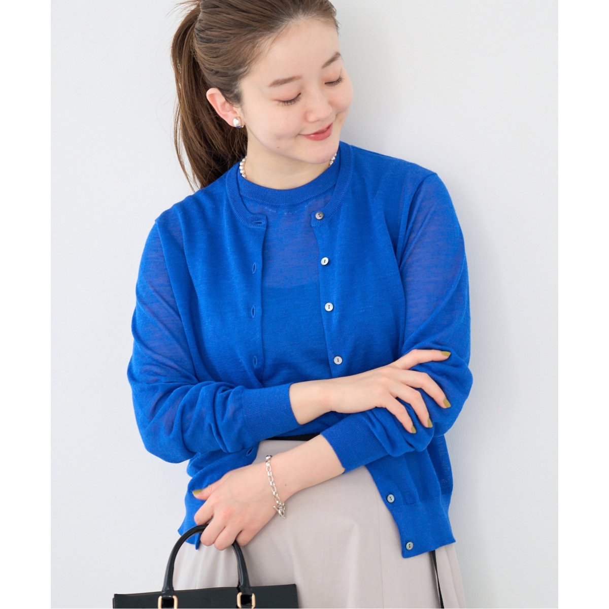 ※専用　　　　　　　新品✨IÉNA イエナ　リネン混　クルーネックカーディガン フレンチリネン7分袖カーディガン（カーディガン）｜IENA
