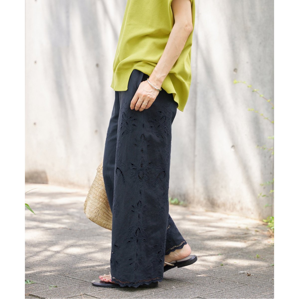 WEB限定/追加2》コットンリネンカットワークレース イージーパンツ