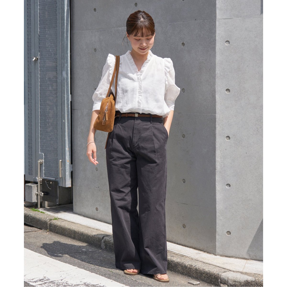 【18日までお値下げ】コットンシュリンクフリルハーフスリーブブラウスIENA38 IENA（イエナ）の「コットンシュリンクフリルハーフスリーブ