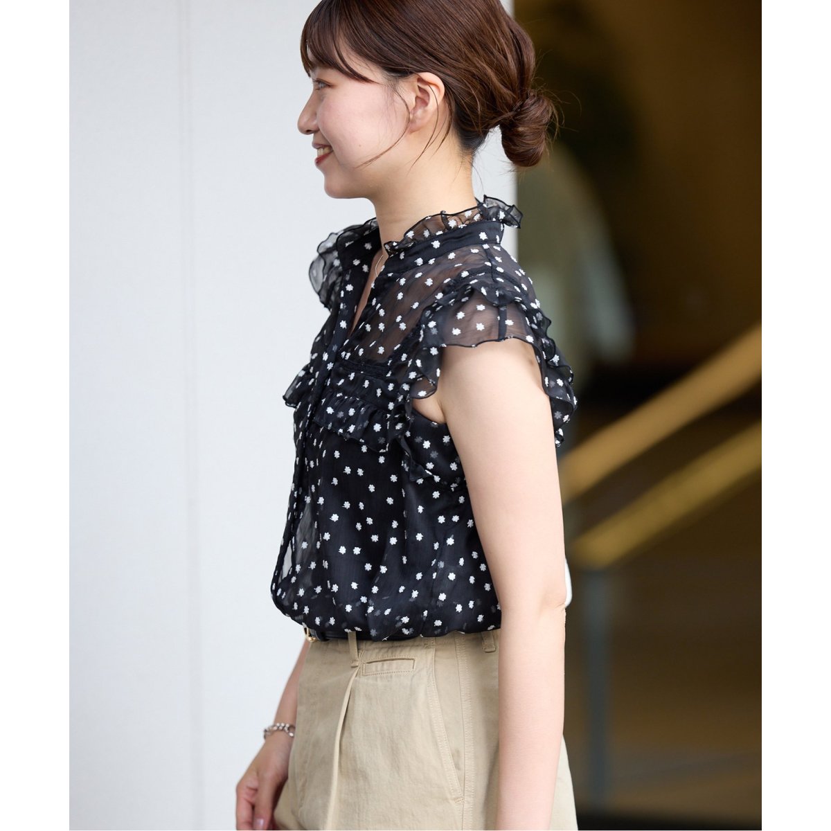 IENA 楊柳フリルピンタックブラウス ブラック 美品 IENA｜《WEB限定/追加2予約》楊柳フリルピンタックブラウス