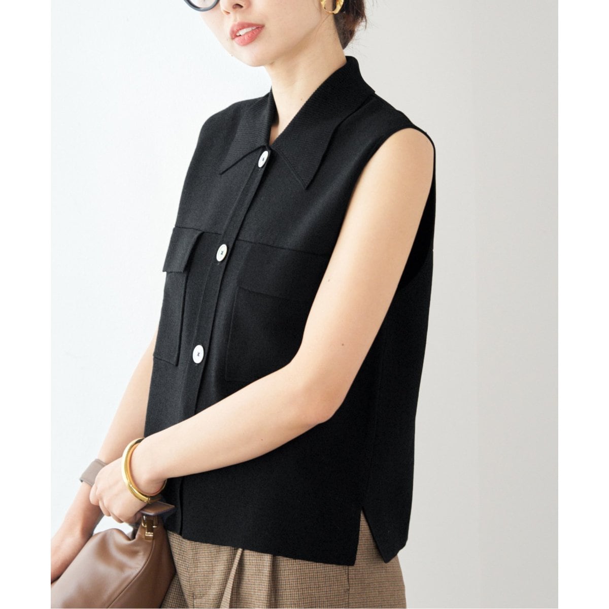 IENAフリンジノースリーブかわいい♪ニット ブラック 【定価16500円】 IÉNA フリンジ ノースリーブ ブラック