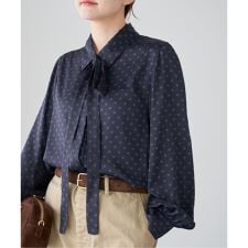 《WEB限定/追加2予約》サテンドットタイ付ブラウス