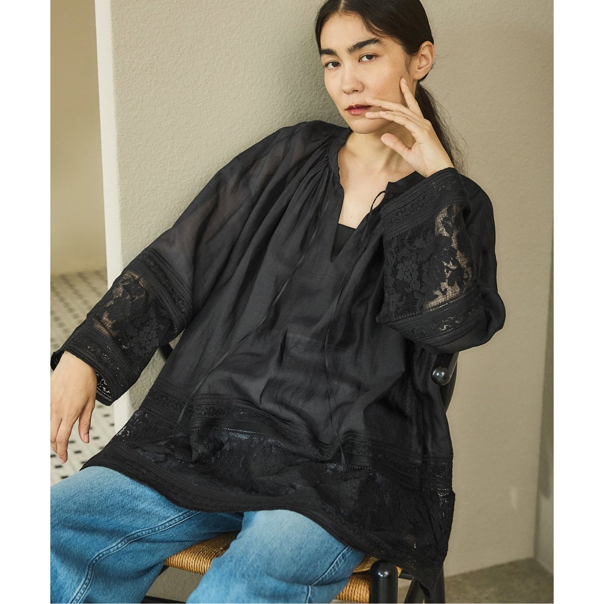 「IENA」 長袖ブラウス 38 ネイビー レディース IENA 「IENA」 長袖ブラウス 38 ネイビー レディース : ZOZOTOWN