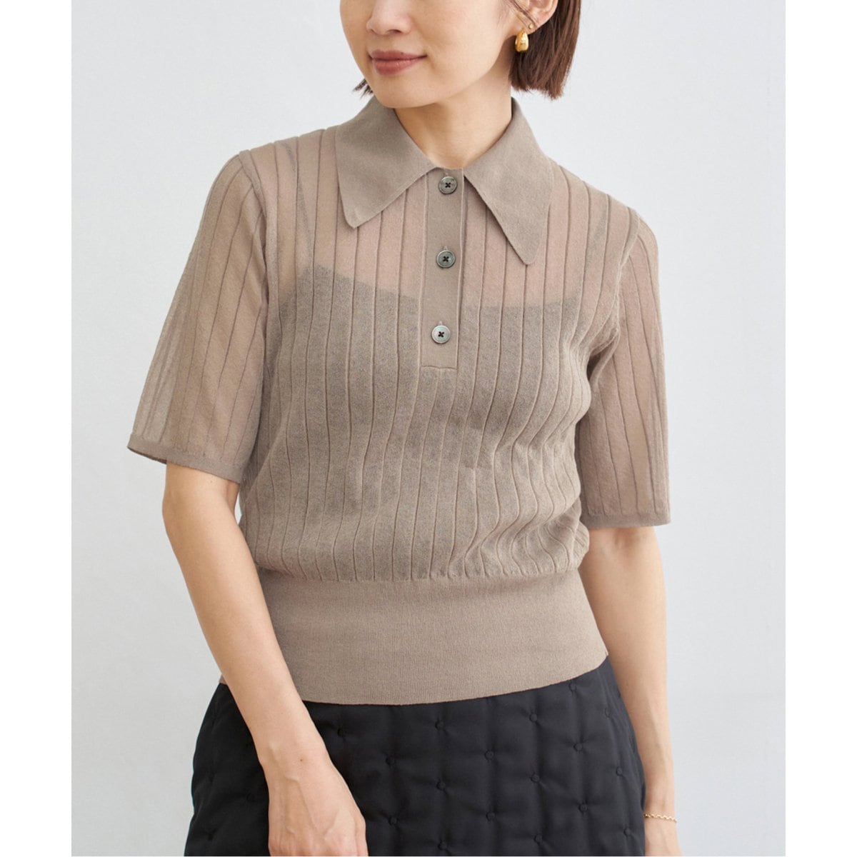 未使用 スピックアンドスパン ICE COTTON フレンチスリーブルーズニット ICE COTTON フレンチスリーブルーズニット | スピック＆スパン