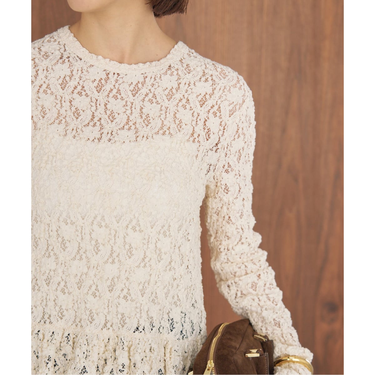 Flowerストレッチレース ペプラムプルオーバー | イエナ(IENA