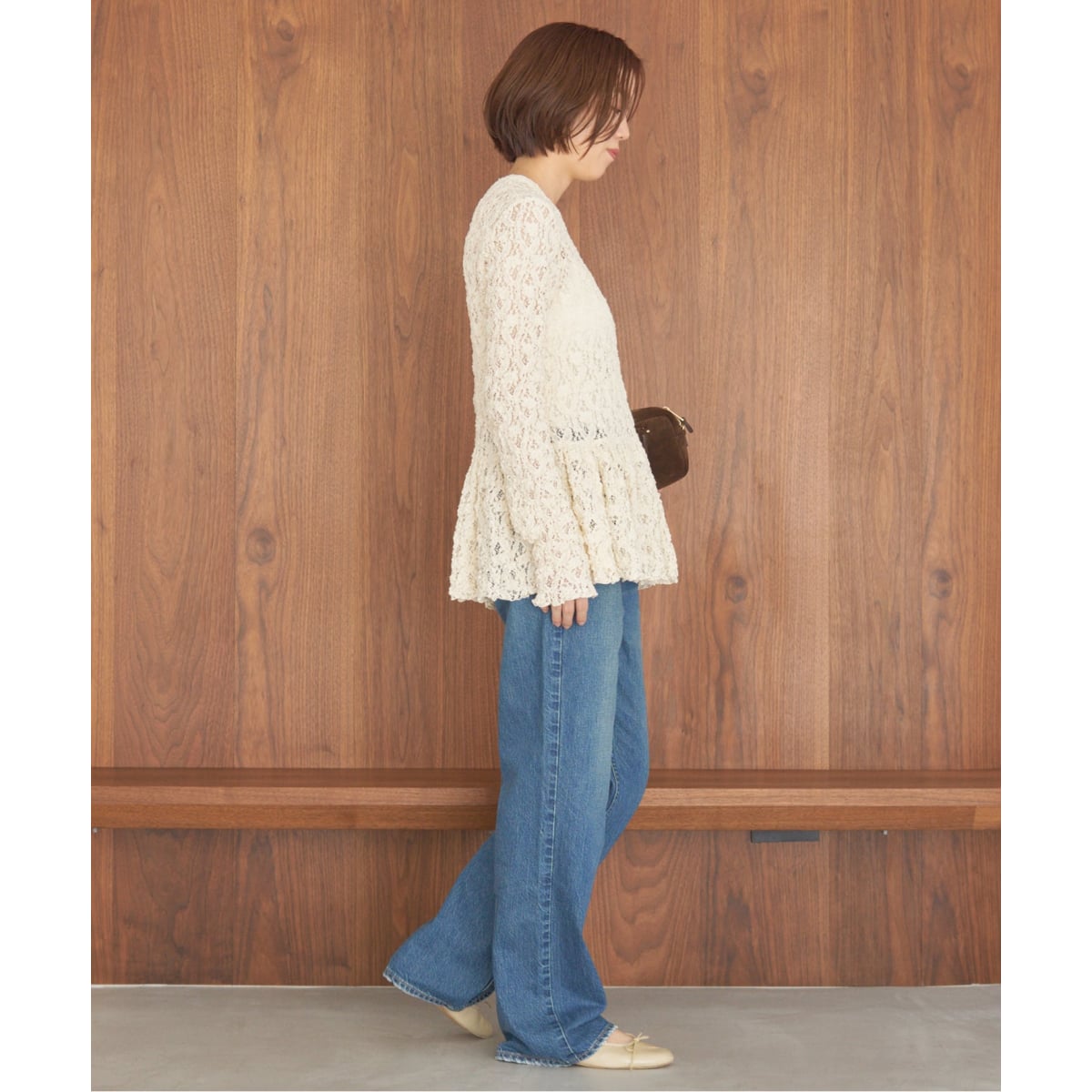 Flowerストレッチレース ペプラムプルオーバー | イエナ(IENA