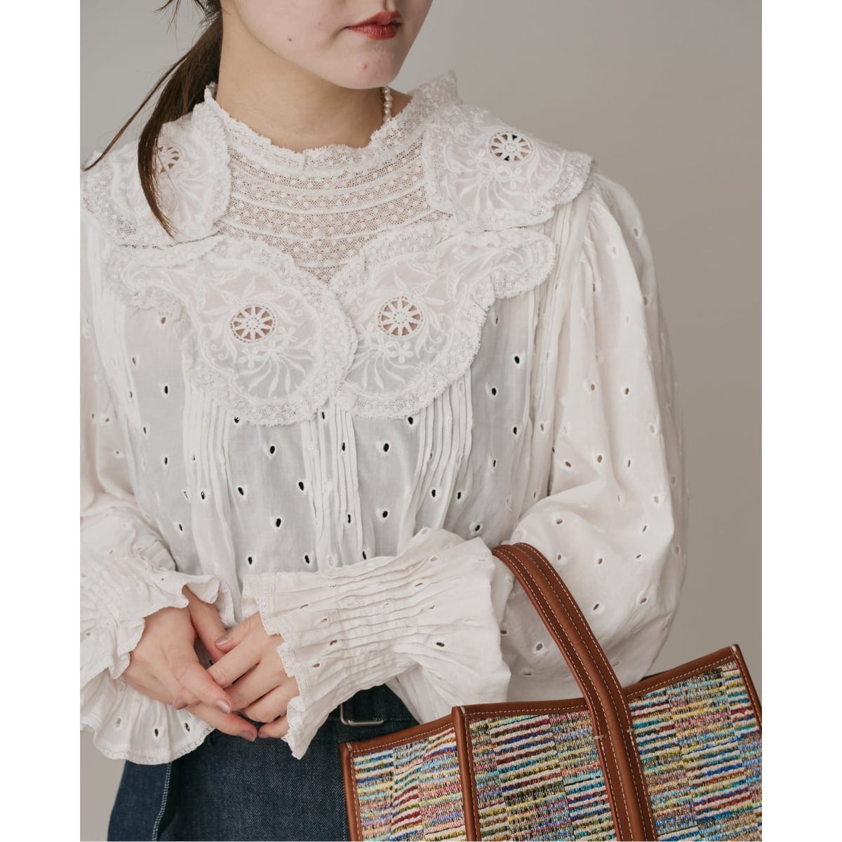 VENIT ヴェニット コットン 刺繍ブラウス