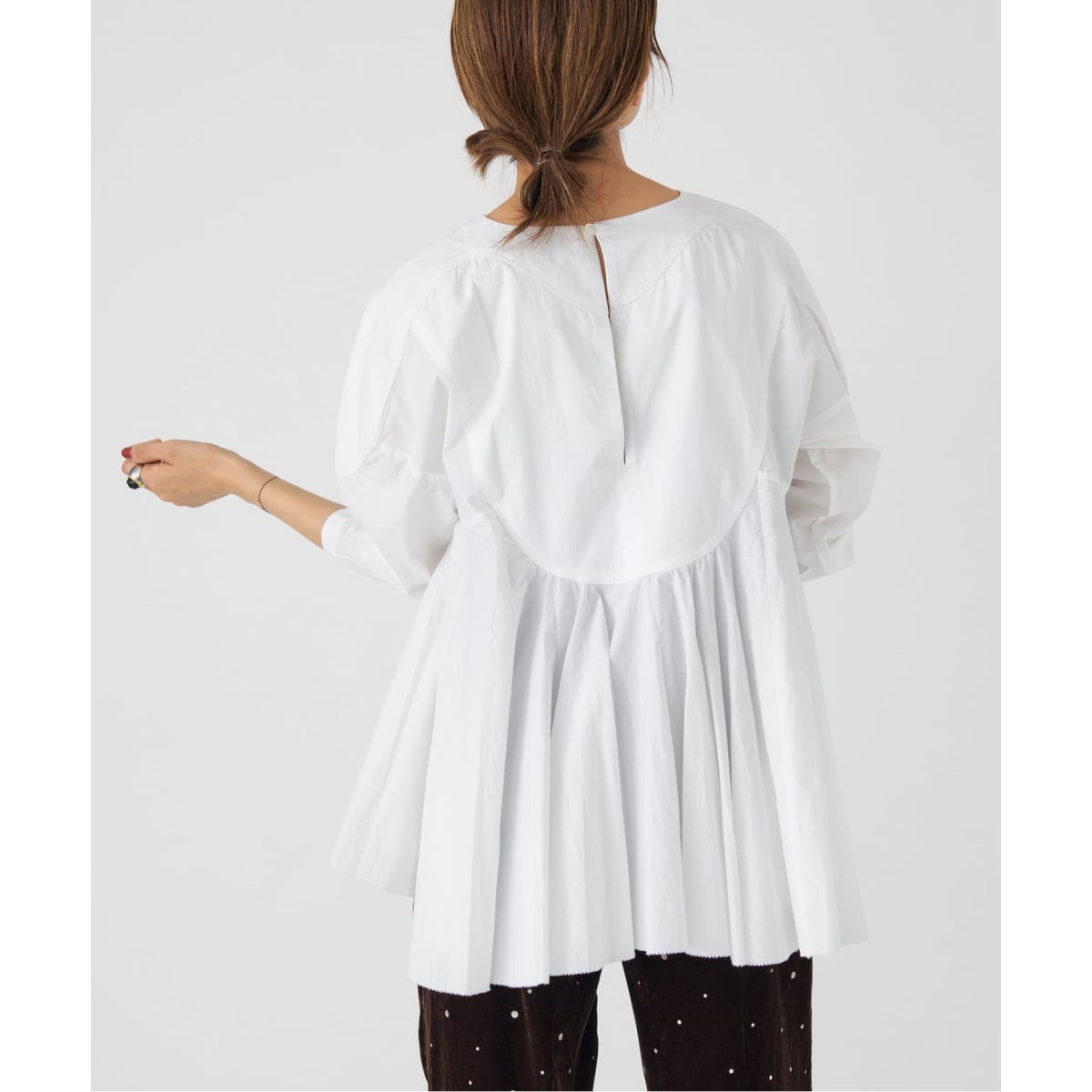 アユーシ 別注 フロントピンタックペプラムブラウス AAYUSHI/アユーシ 別注 フロントピンタックペプラムブラウス | イエナ