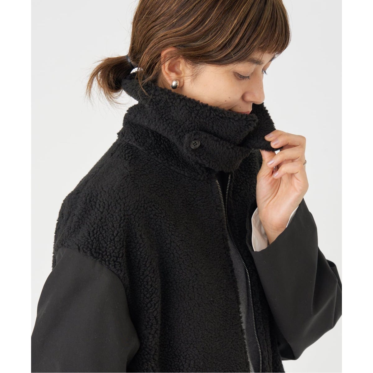 【美品】マッキントッシュ キルティングコート ボア　ブラック MACKINTOSH（マッキントッシュ）ボアフードキルティングコート