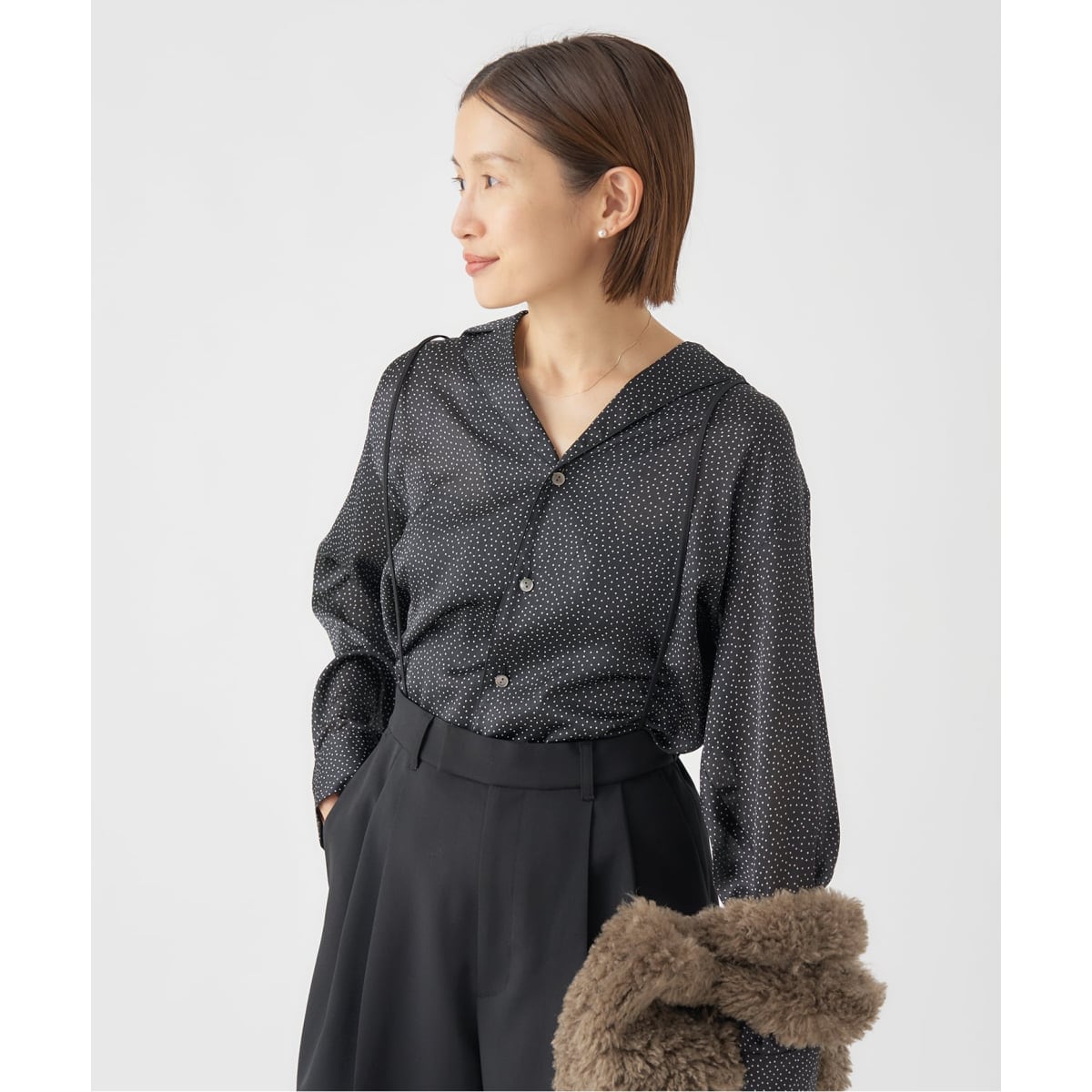 新品未使用【IENA（イエナ）】ストライプフラワー 前ボタンVネックブラウス IENA（イエナ）の「《追加》ストライプフラワー 前ボタンVネック