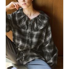 イエナ(IENA)の《追加2》BLACK フリルチェックブラウス