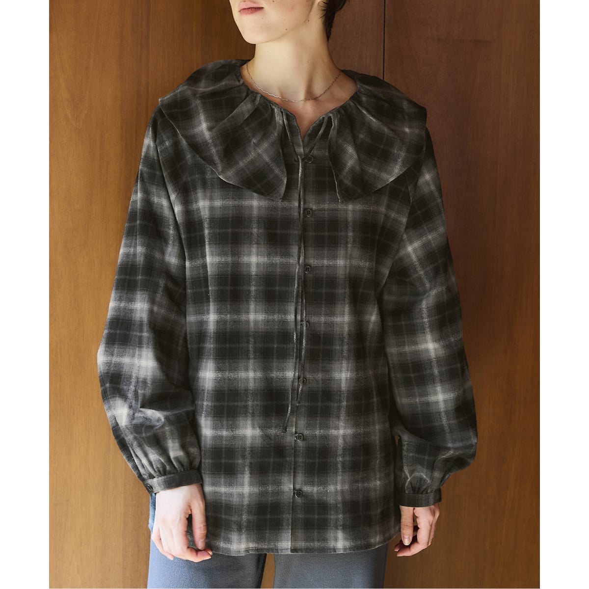 追加2》BLACK フリルチェックブラウス | イエナ(IENA) | マルイウェブ