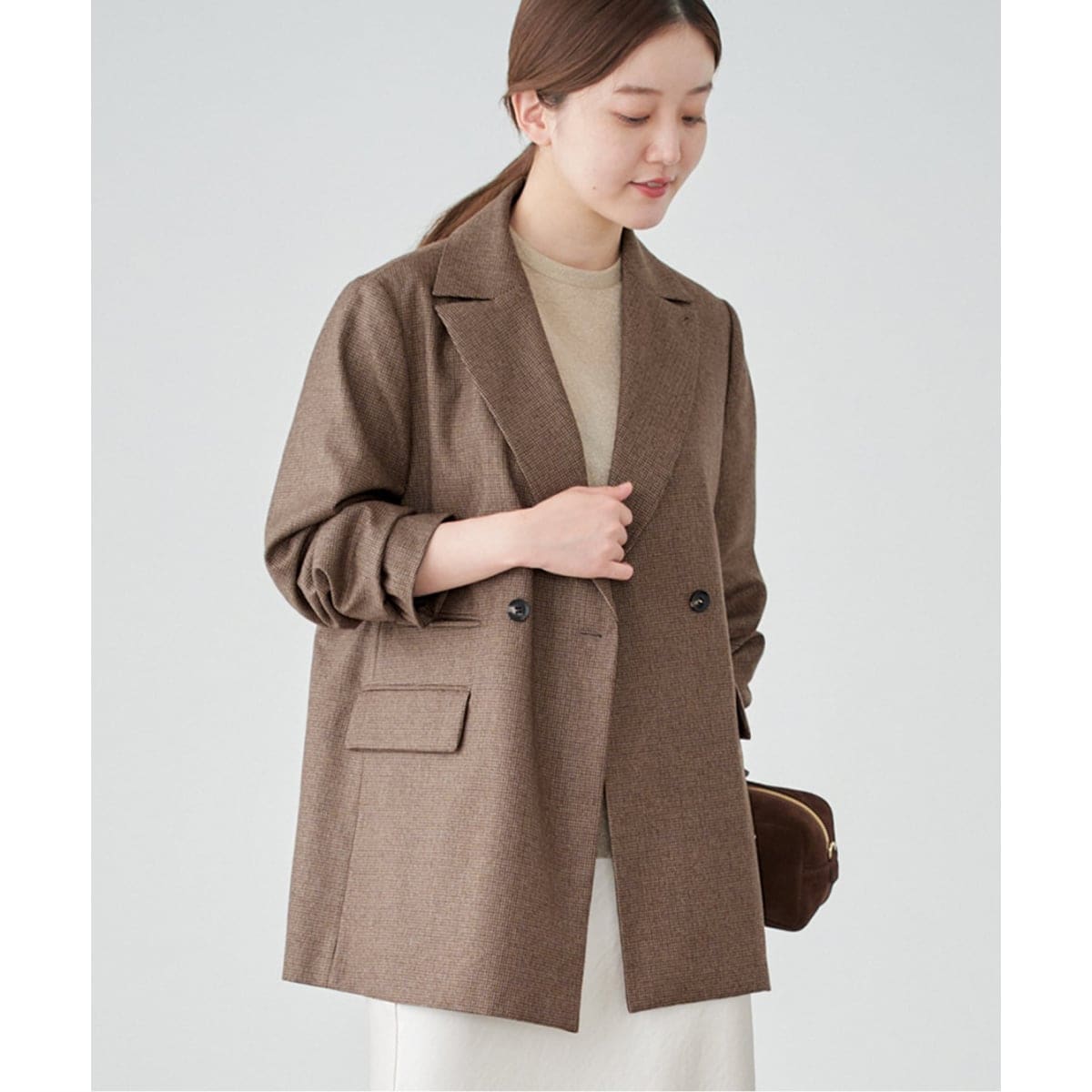 【限定値下げ】新品タグ付 NOBLE トロストレッチスリットジャケット 36 極美品】Noble トロストレッチスリットジャケット ブラウン 36