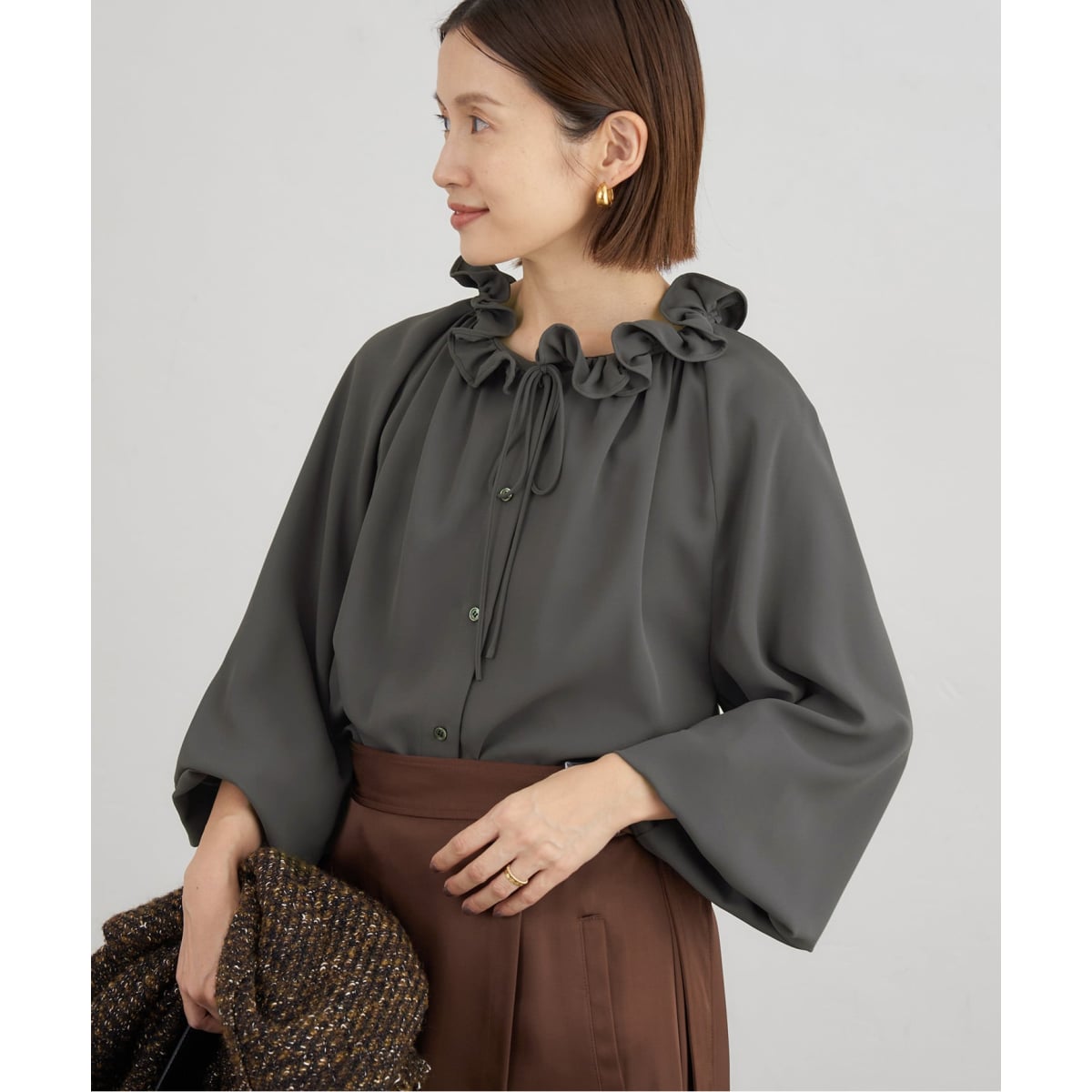 コットンシュリンクフリルハーフスリーブブラウス | イエナ(IENA