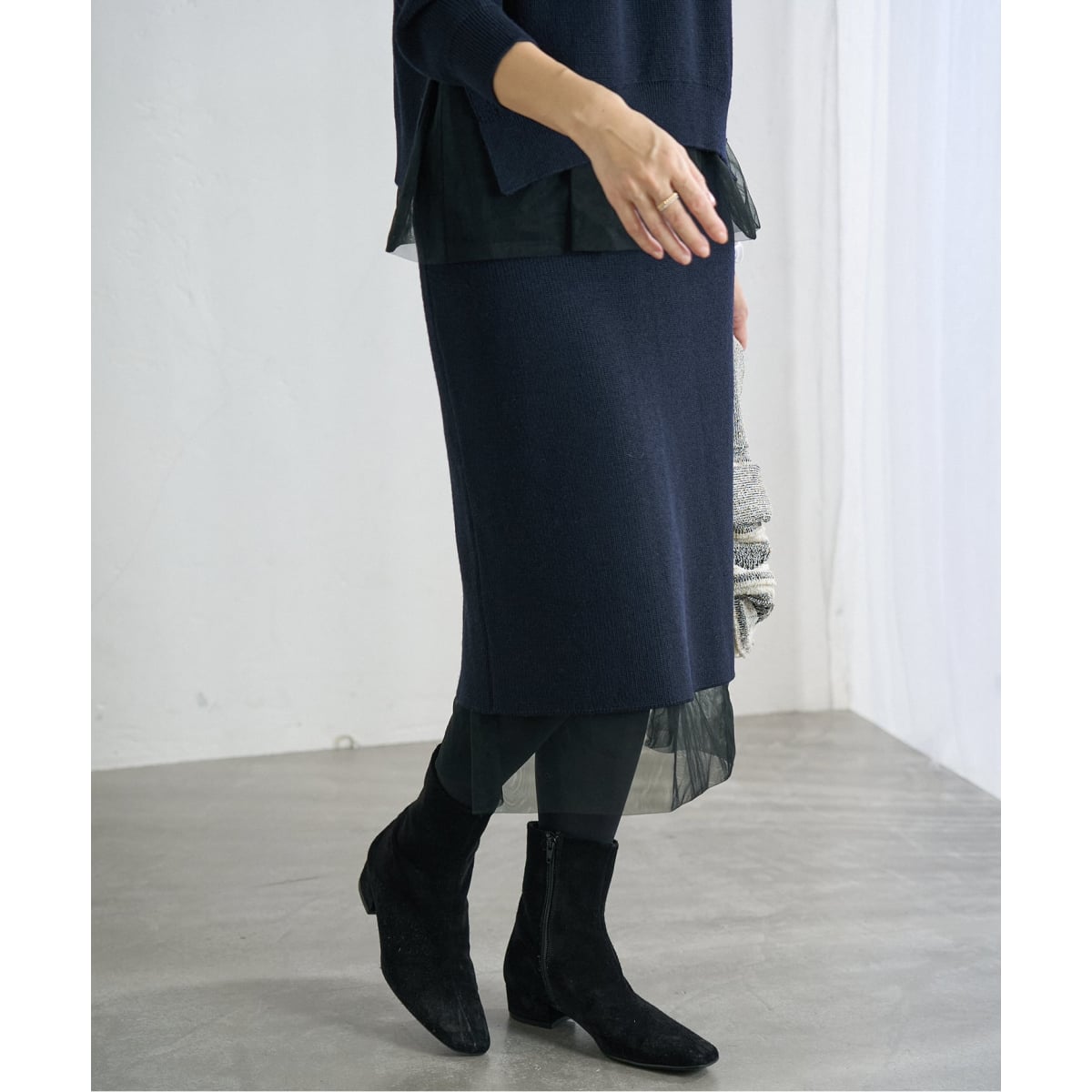 ブライトサテンアコーディオンプリーツスカート | ノーブル(Noble