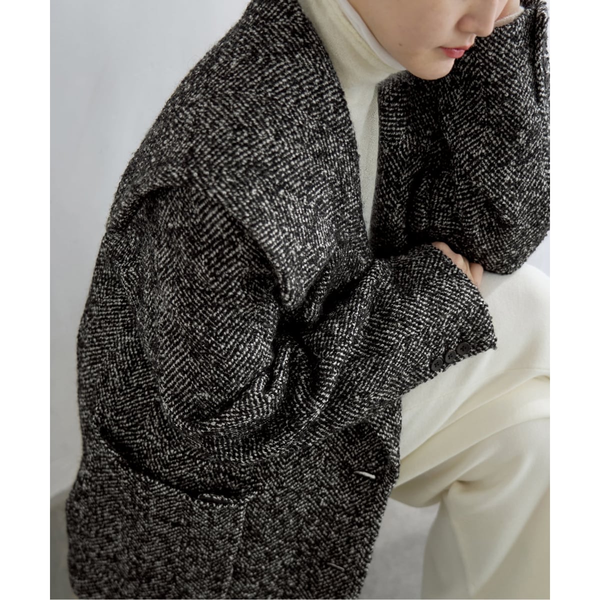 ヘリンボンツイードビッグカラーコート | イエナ(IENA) | マルイウェブ