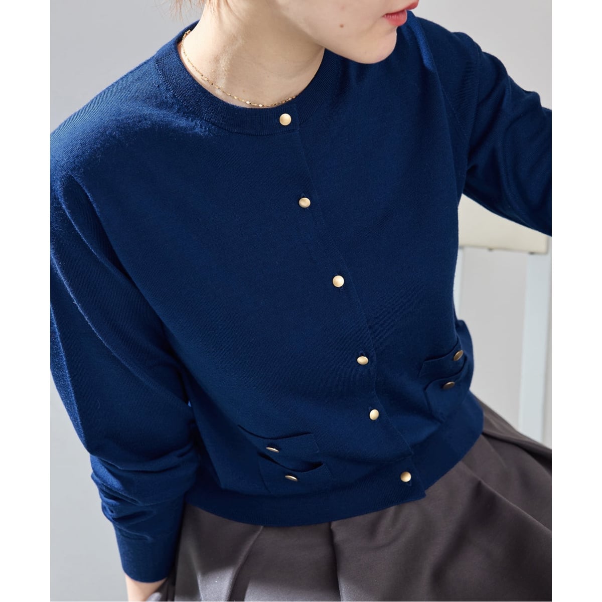 【美品】Noble 片畦ショートZipカーディガン Noble（ノーブル）の「片畦ショートZipカーディガン（カーディガン