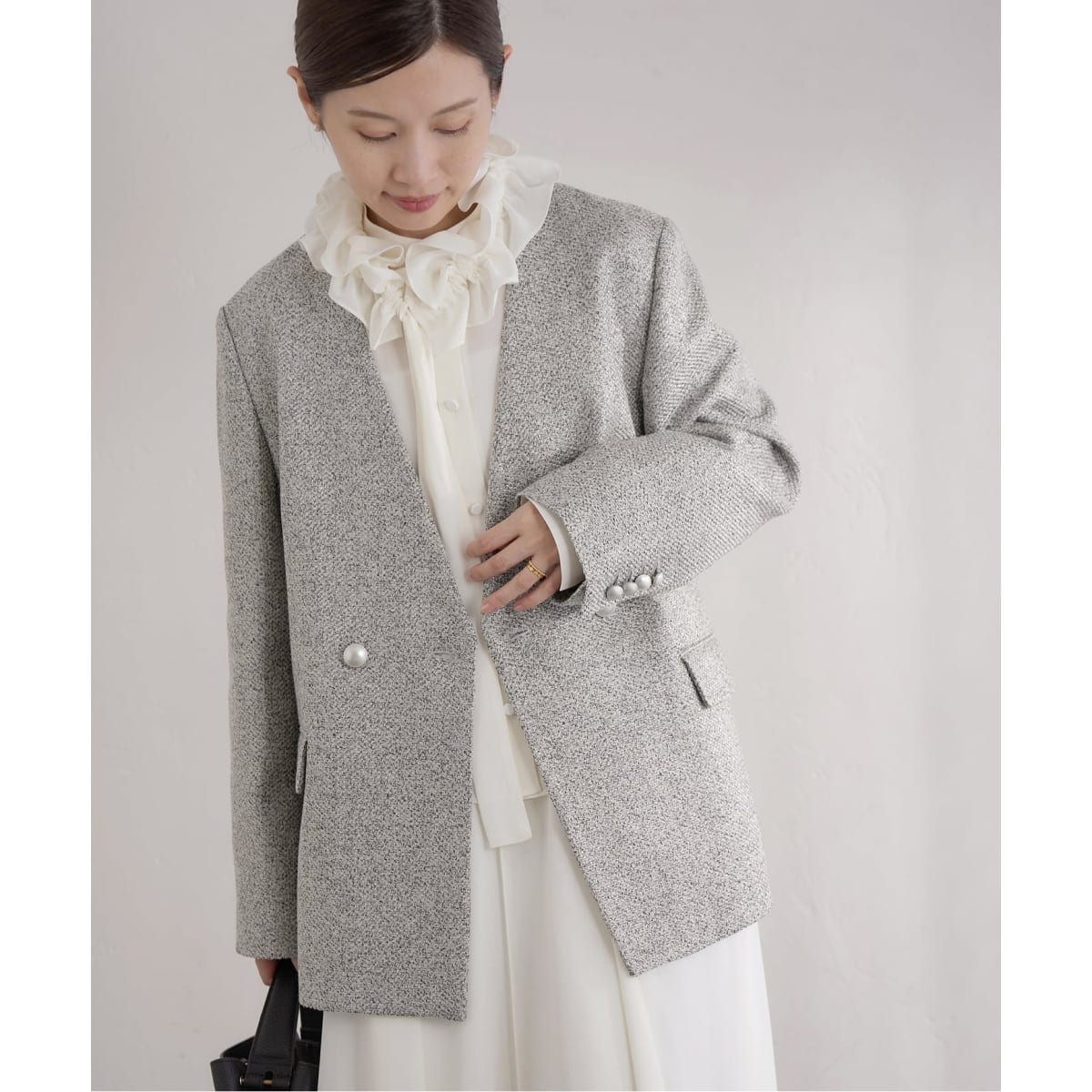 ＆NAVY ノーカラーツイードジャケット | イエナ(IENA) | マルイウェブ