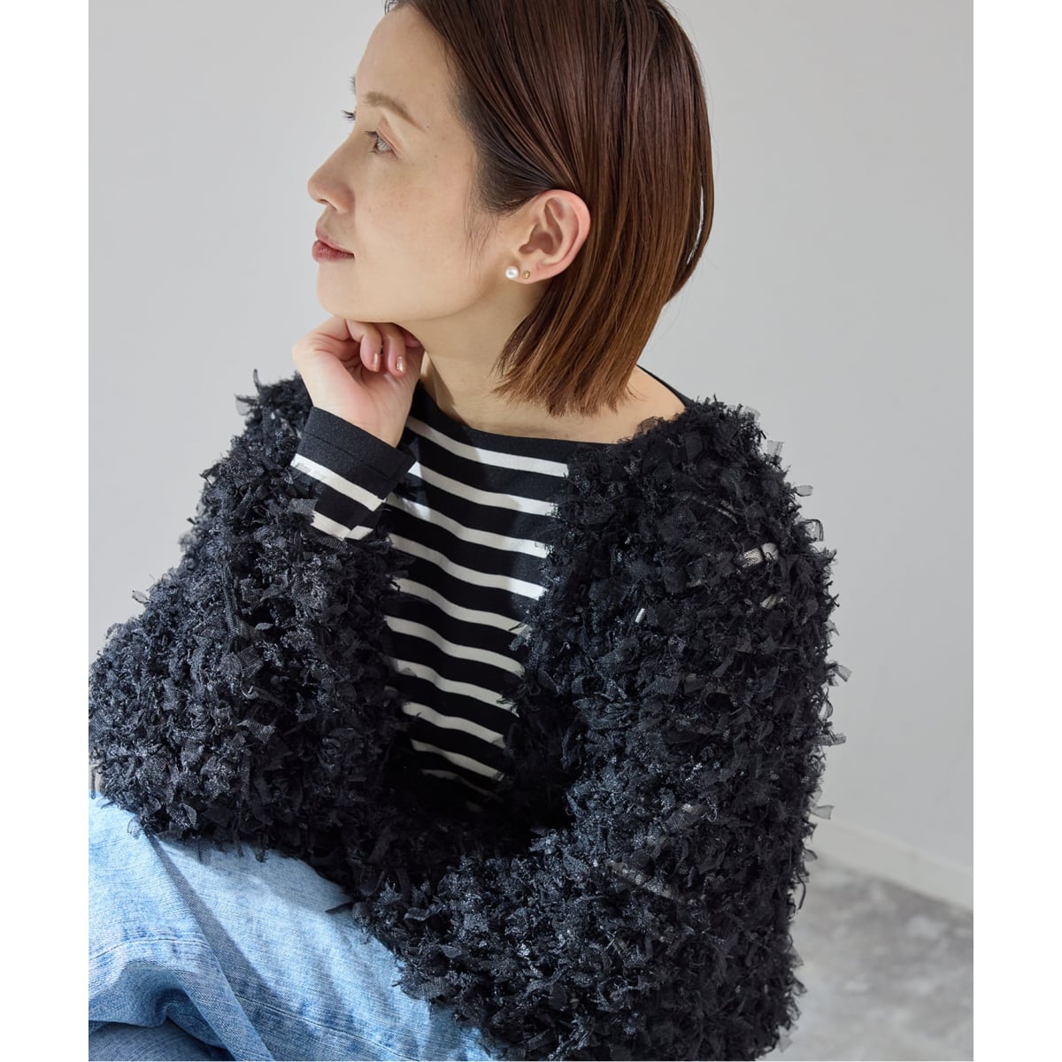 Noble アルパカ混シャギーショートカーディガン Noble（ノーブル）の「アルパカ混シャギーショートカーデ