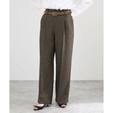 《セットアップ対応》ウォッシャブル シャークツイードセミワイドパンツ