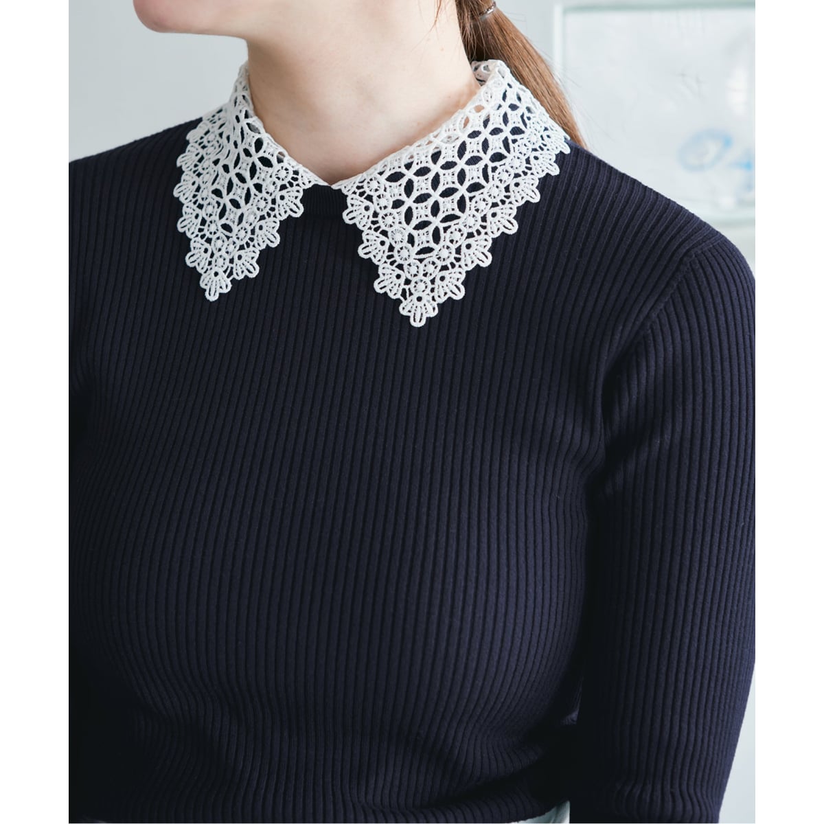 予約》レース襟 RIBホールガーメントプルオーバー | イエナ(IENA