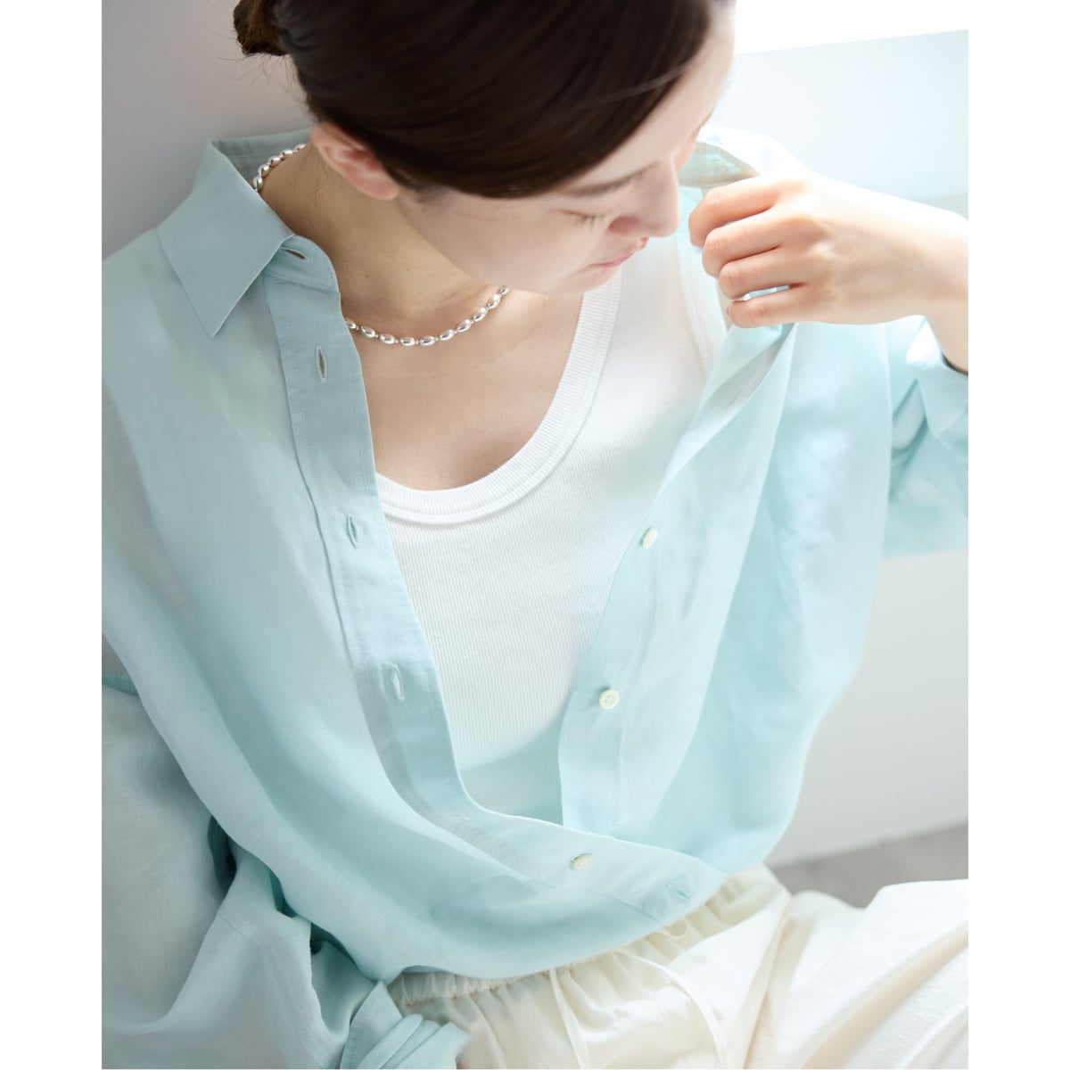 UVカット》テレコストレッチフレンチノースリーブ | イエナ(IENA