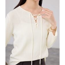 レースアップ プルオーバー