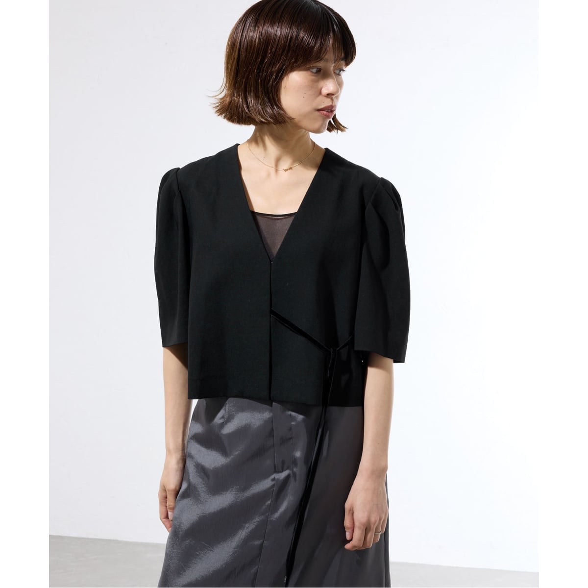 IÉNA コットンWクロス ノーカラーVネックコート　ベージュ　イエナ　38 IENA イエナ コットンWクロスノーカラーVネックコート 34 - メルカリ