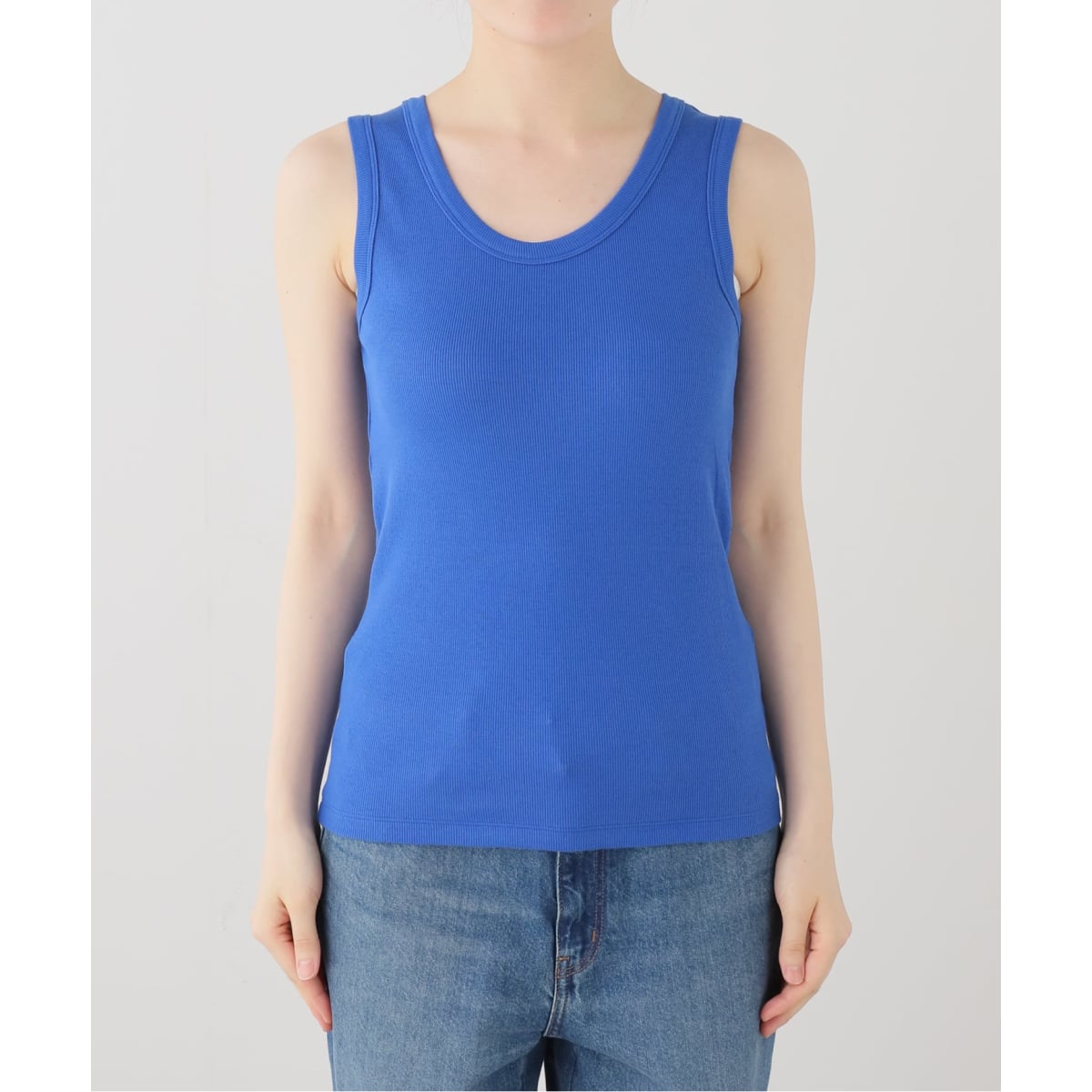 IENA テレコ 変形 ノースリーブプルオーバー　新品 UVカット》テレコストレッチフレンチノースリーブ（Tシャツ