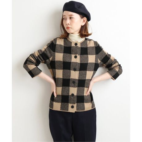sese チェックジャガードクルーカーディガン◇ | イエナ(IENA  