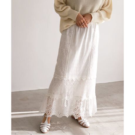 レースパッチワークスカート◇ | スローブ イエナ(SLOBE IENA  