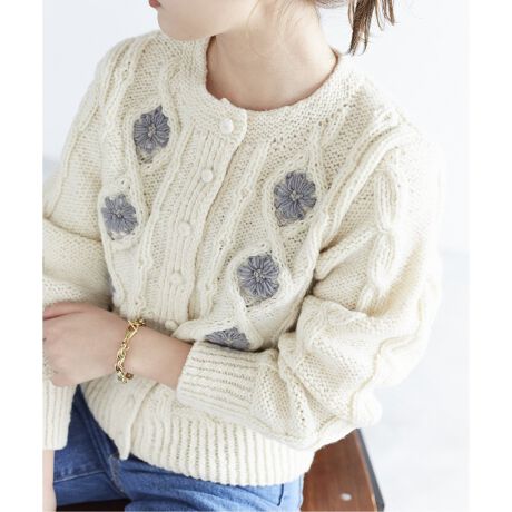 LOQUI】SLOBE別注 フラワー刺繍ニットカーディガン◇ | スローブ 