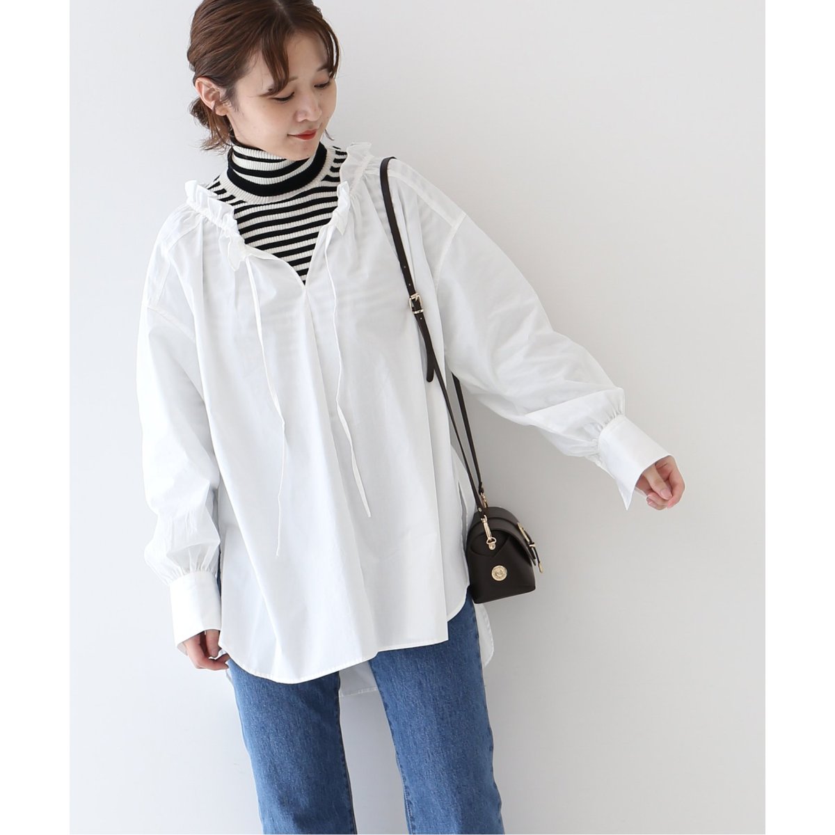 Drawer - yori フリルカラーシャツブラウス【2021AW】　ヨリ Drawer - タグ付き新品 yori ヨリ フリルカラーシャツブラウスの