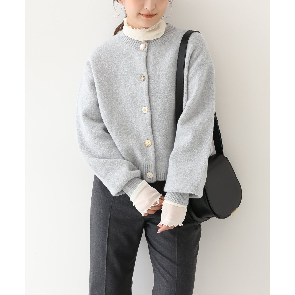 2021 スローブイエナ　ランダムボタンブークレーカーディガン SLOBE IENA - 【2021AW】SLOBE IENA ランダムボタンブークレー