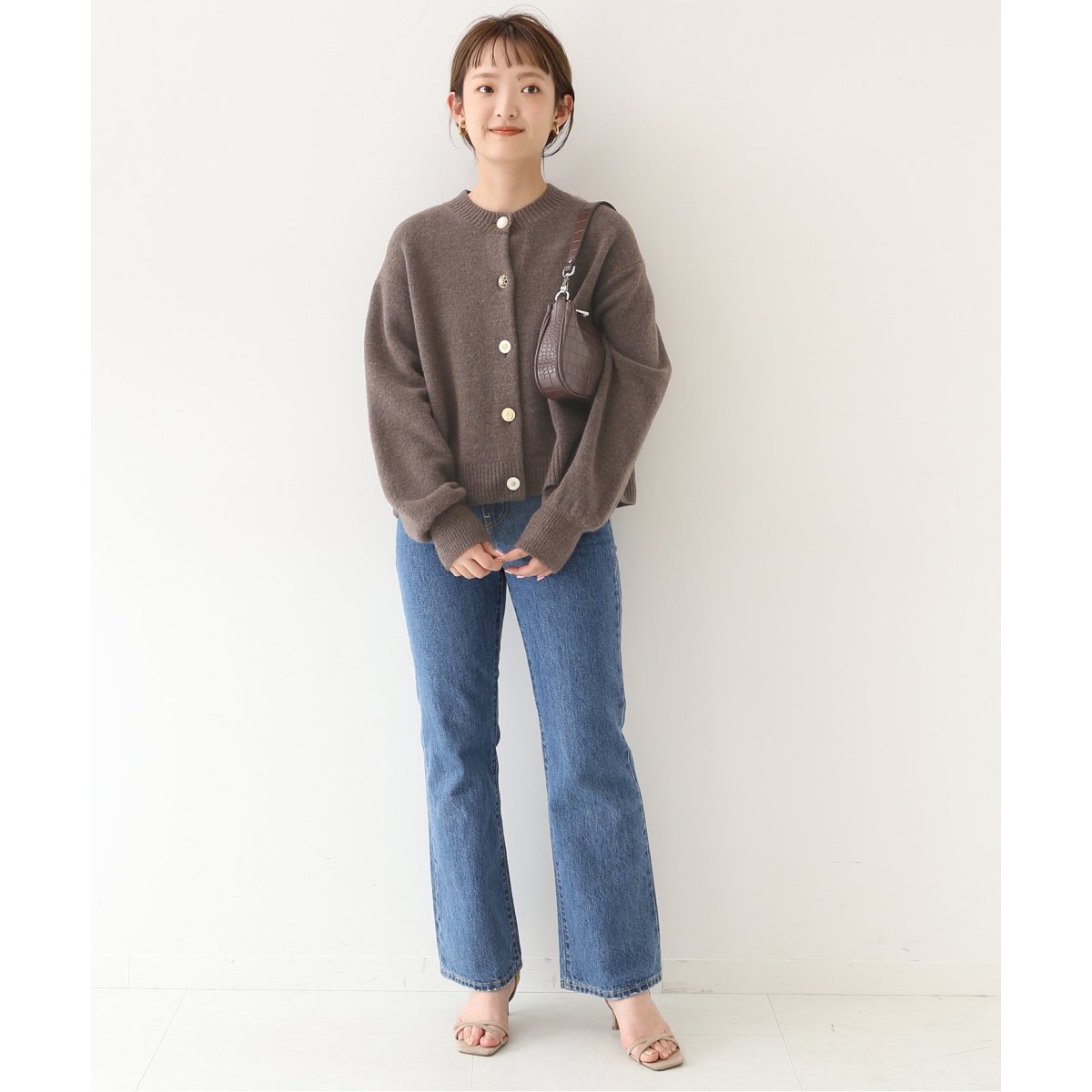 2021 スローブイエナ　ランダムボタンブークレーカーディガン SLOBE IENA - 【2021AW】SLOBE IENA ランダムボタンブークレー