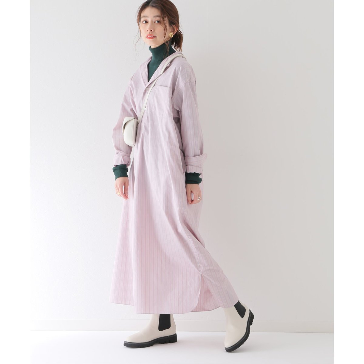 LENO リノ　 BAND COLLAR DRESS  ワンピース