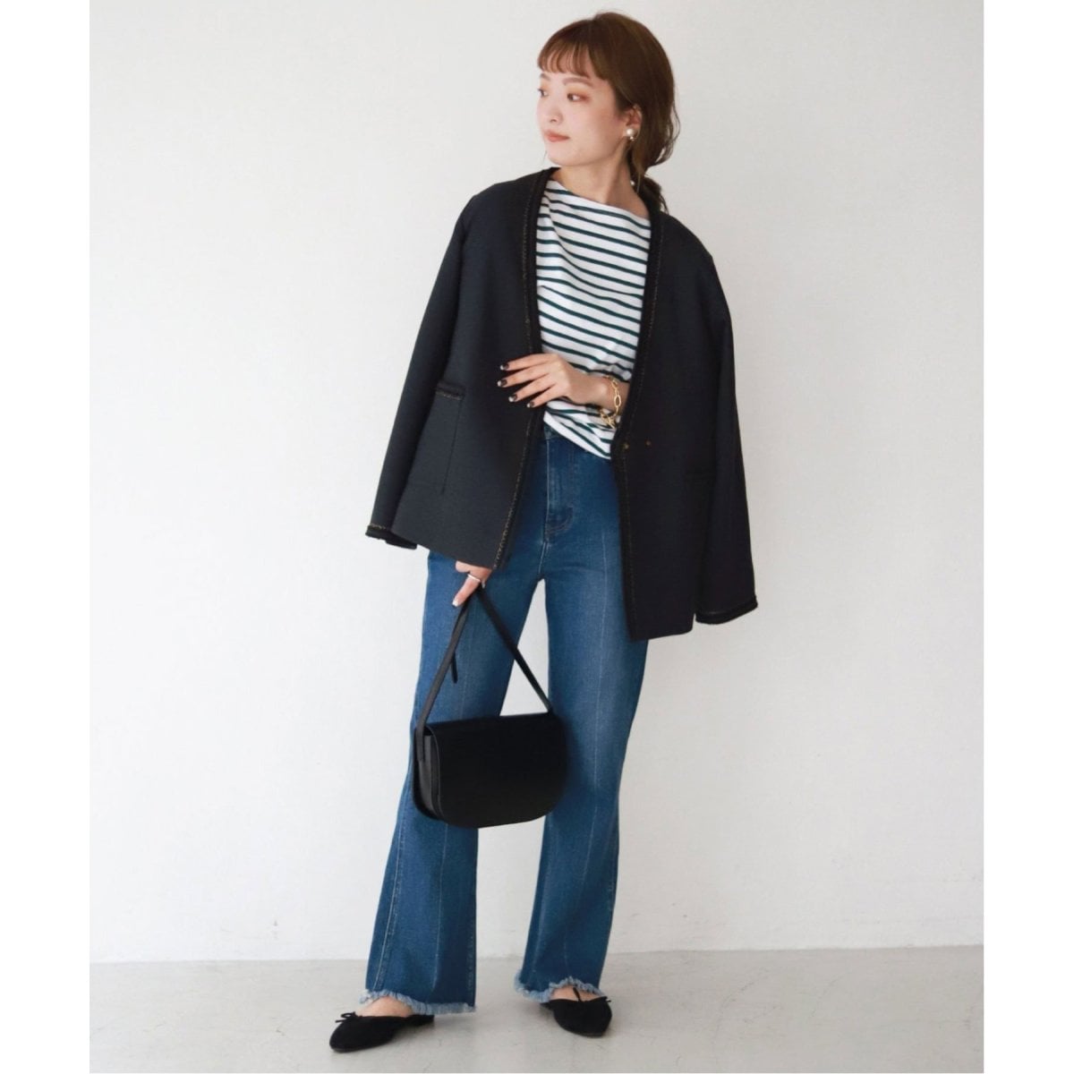 WEB限定/追加》ツイードVネック ノーカラージャケット◇ | スローブ