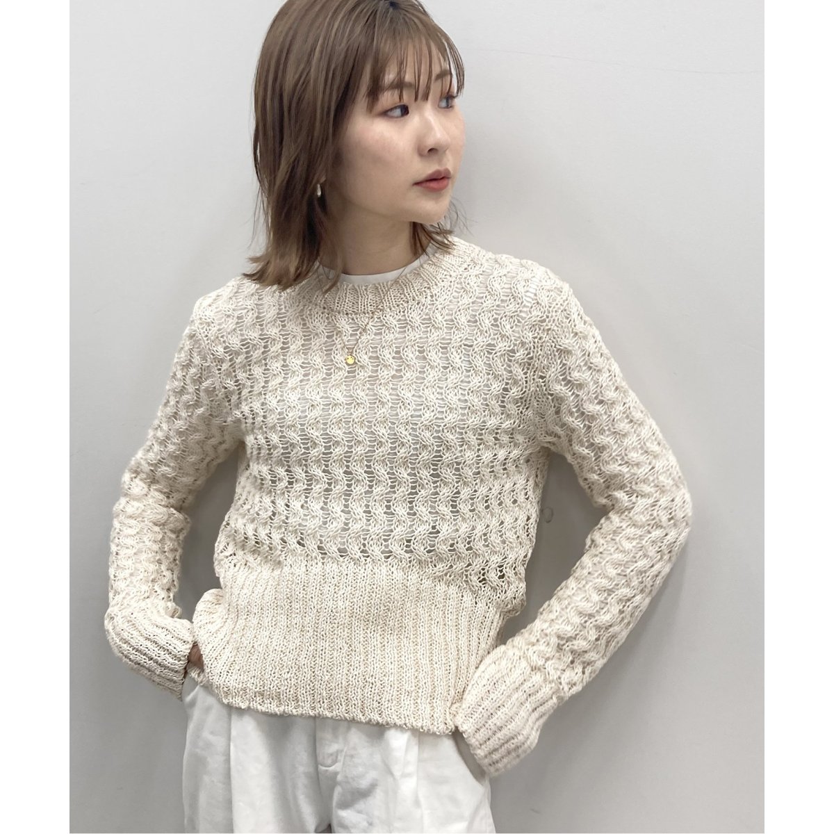 ESLOWエスロー cable sweater-