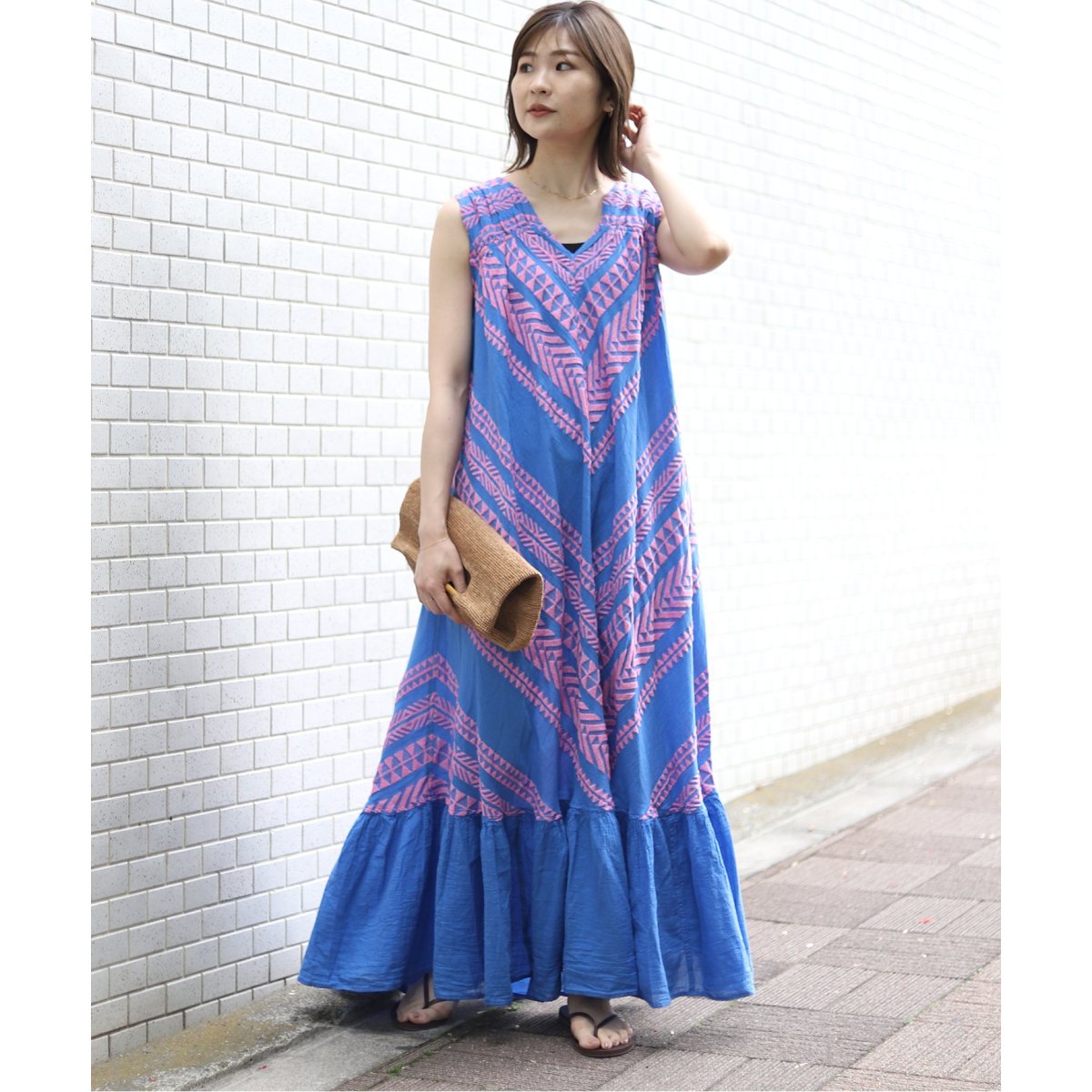 Devotion TWINS ジャガードマキシドレス幾何学模様 マキシワンピース