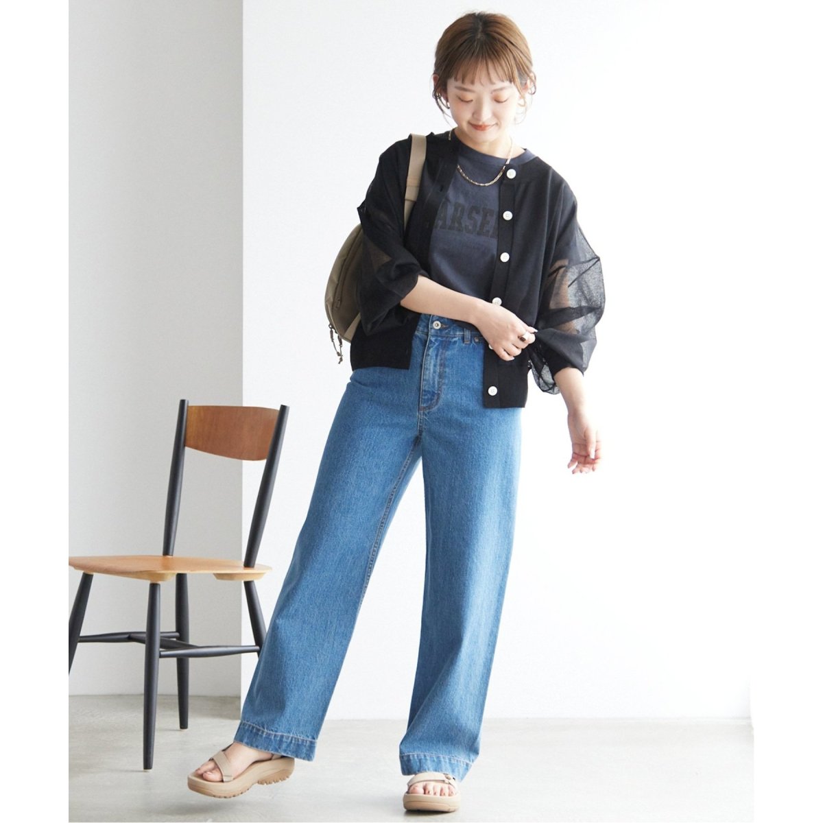 現行　25SS　スローブイエナ♡シアーラミーカーディガン　前後2WAY 手洗い可 SLOBE IENA - 現行 25SS スローブイエナ♡シアーラミー