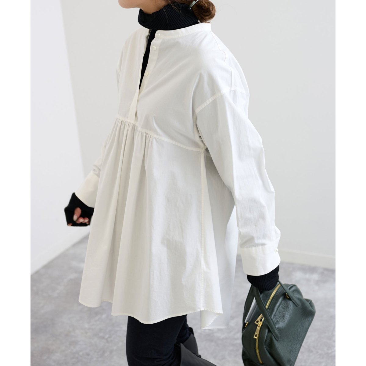 【新品タグ付き】　SLOBE IENA コットンチュニックブラウス　ホワイト 追加》コットンチュニックブラウス | スローブ イエナ(SLOBE IENA