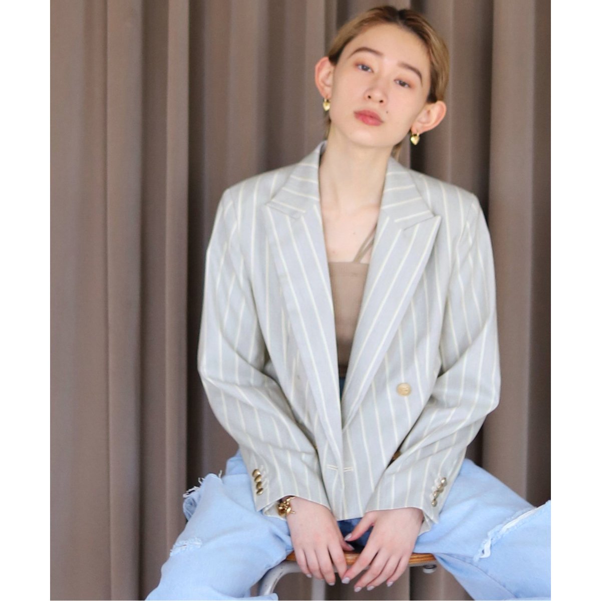 SLOBE citron.マイクロクロップブレザー　ジャケット SLOBE citron.マイクロクロップブレザージャケット