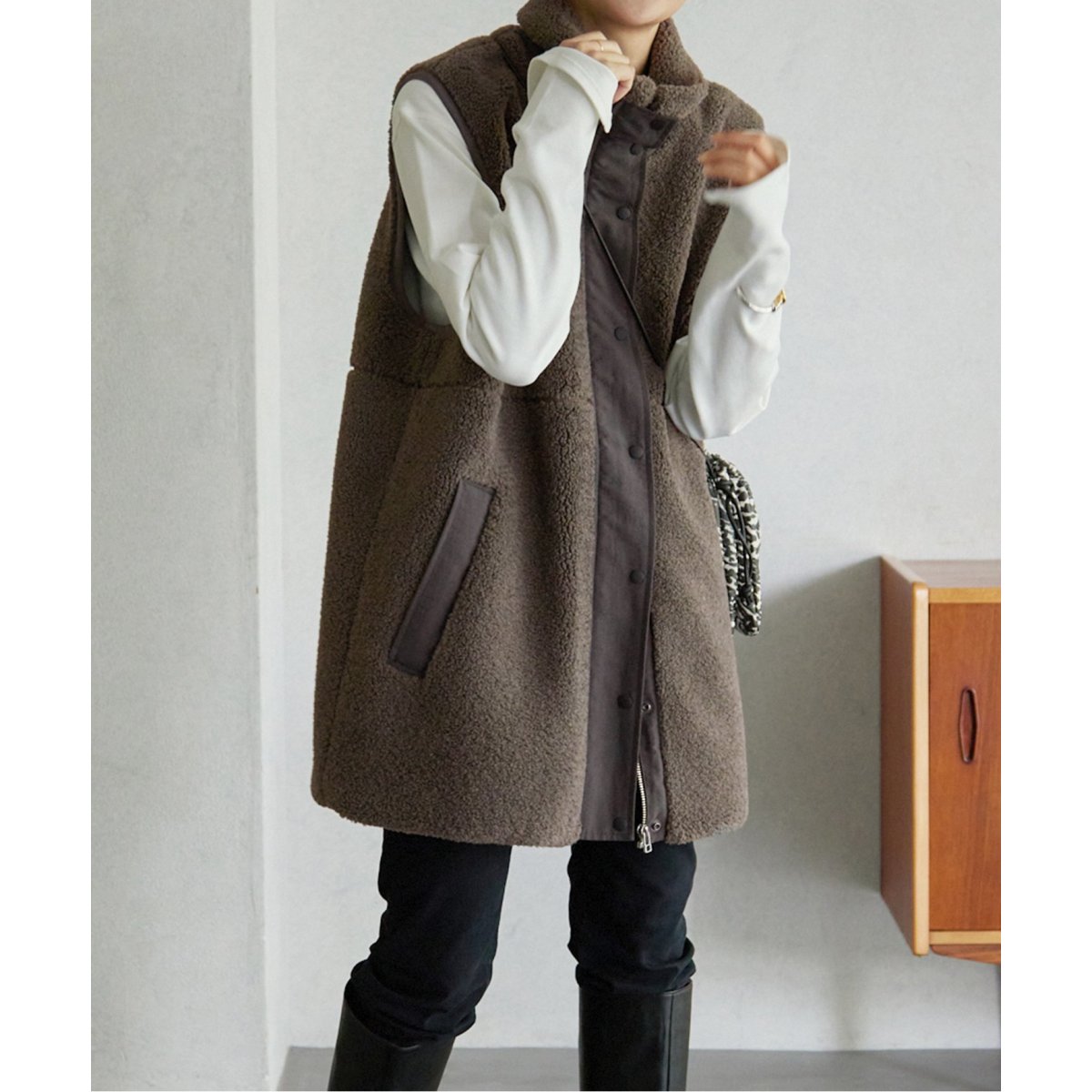 【美品】SLOBE  IENA  ECOPEL ボアベスト ECOPELボアショートベスト | スローブ イエナ(SLOBE IENA