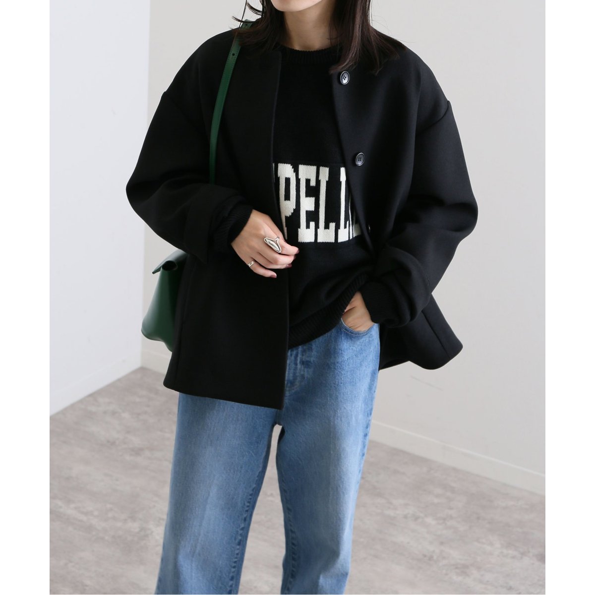 yui SLOBE IENA スローブイエナ ノーカラーリバーブルゾン SALE【SLOBE IENA】ノーカラーリバーブルゾン スプリングコート