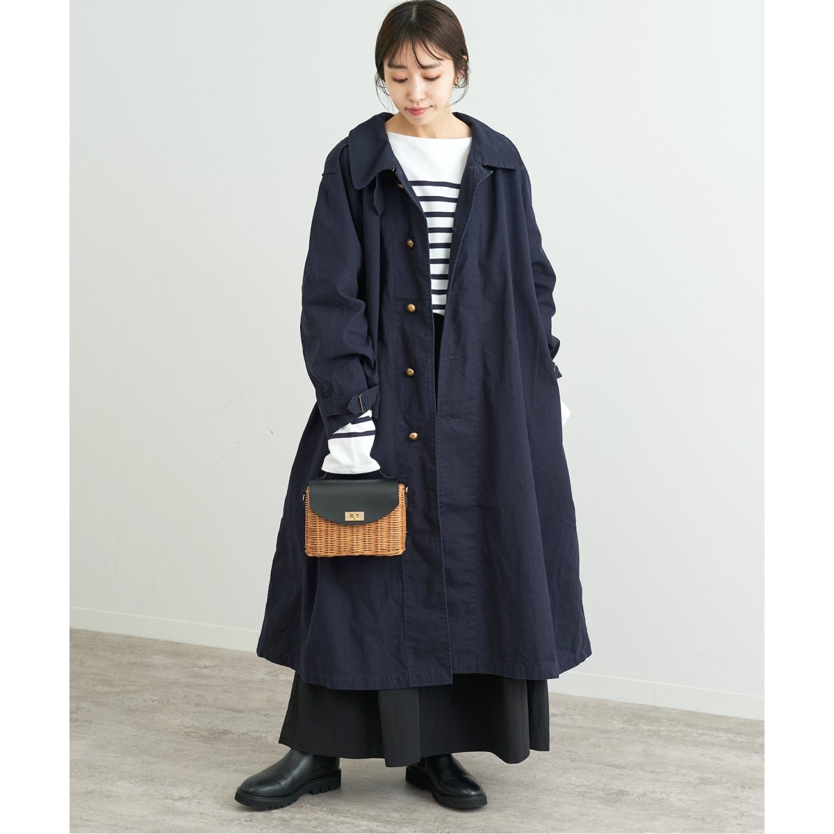 SLOBE IENA 金ボタン ロング ステンカラーコート 日本製 E18