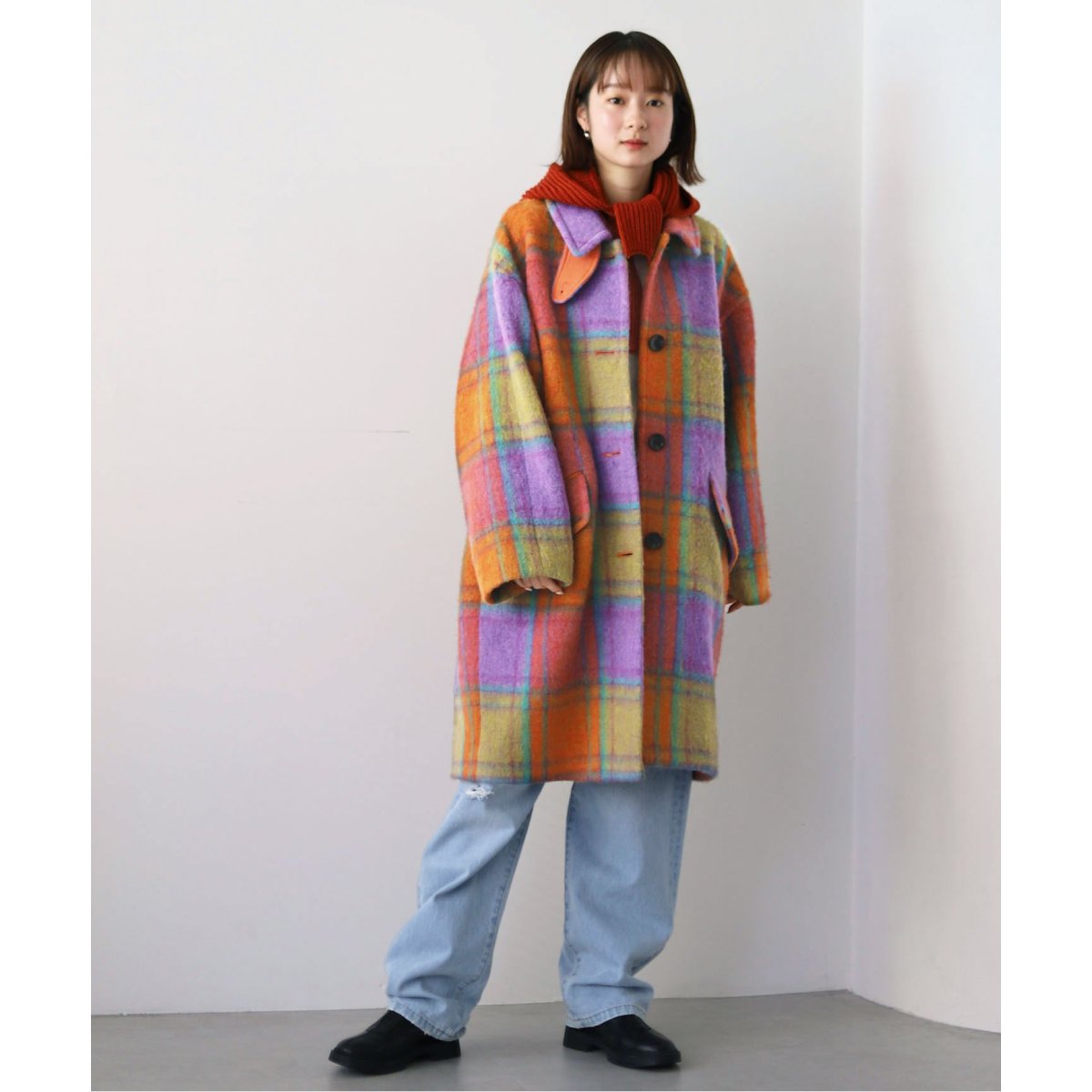 SLOBE citron.Mapel ステンカラーコクーンコート　チェック SLOBE citron.Mapel ステンカラーコクーンコート | スローブ