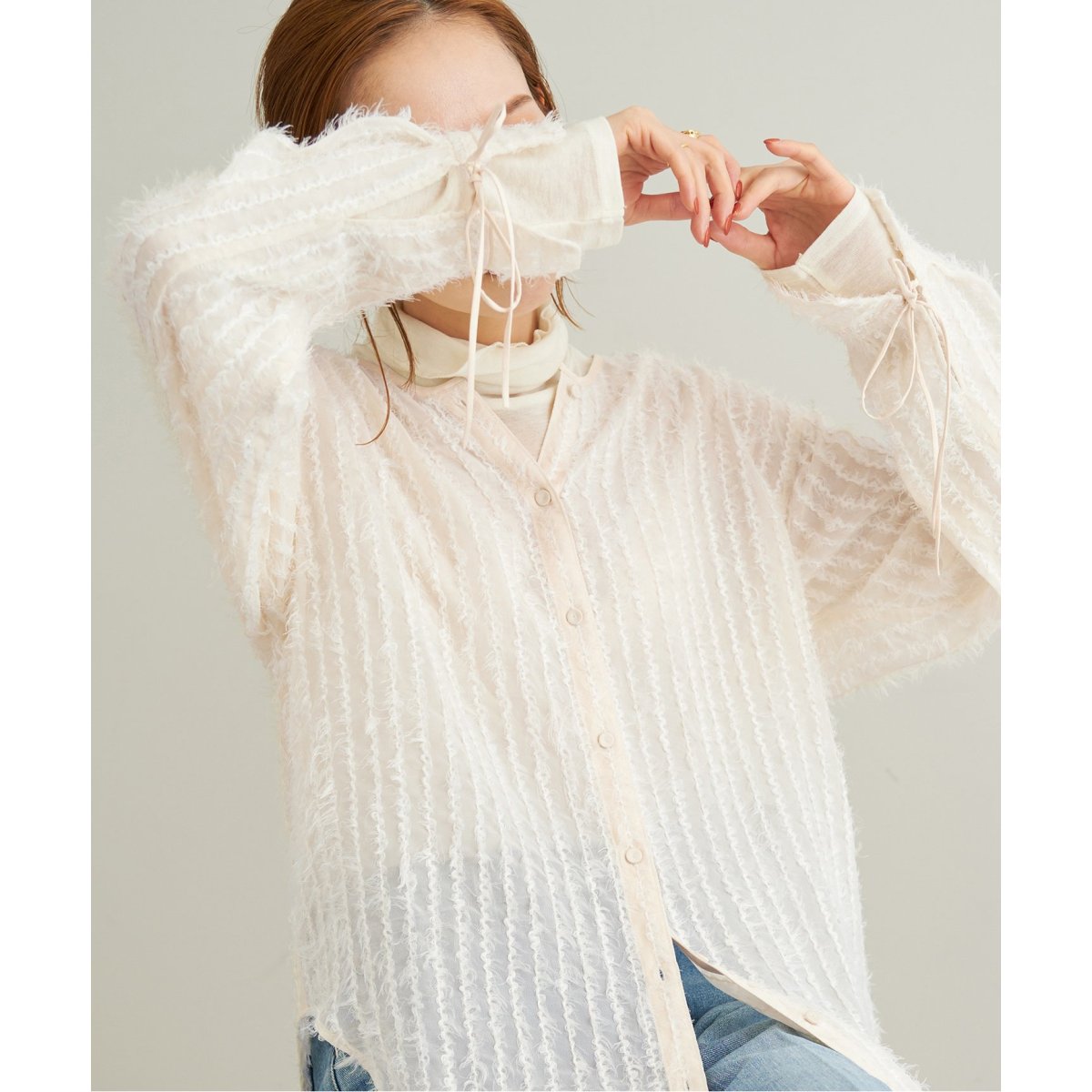 SLOBE IENA】2WAYカットジャガードブラウス 新品 FREE 白 SLOBE IENA 
